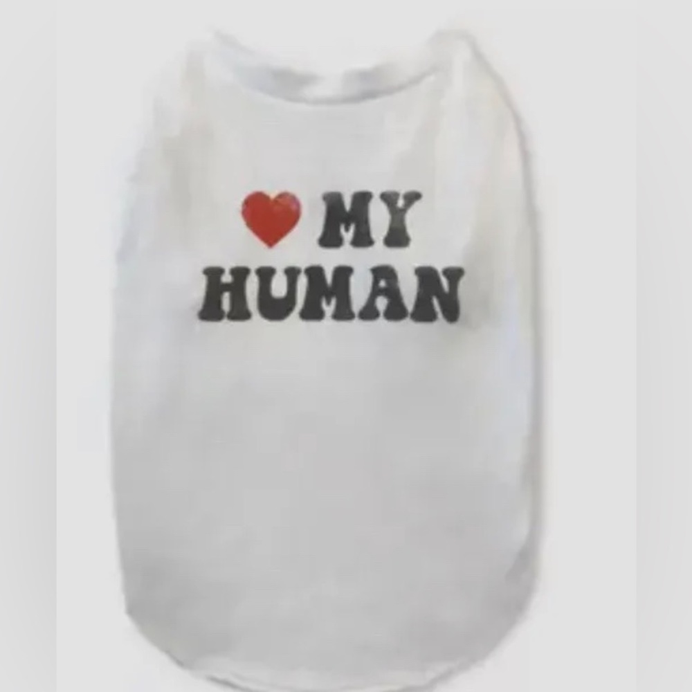 NWT Grayson Pup The label Love ❤️ My Human Dog Tee Shirt Size M White Grey & Red